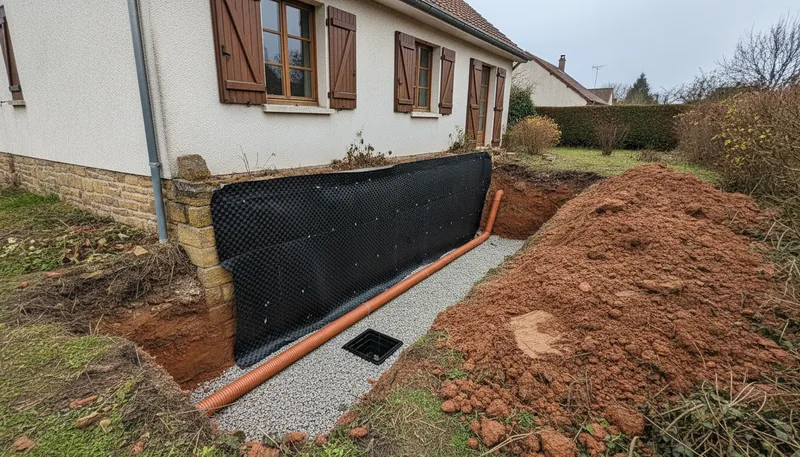 Sous-sol de pavillon sur drain colmaté à Briec