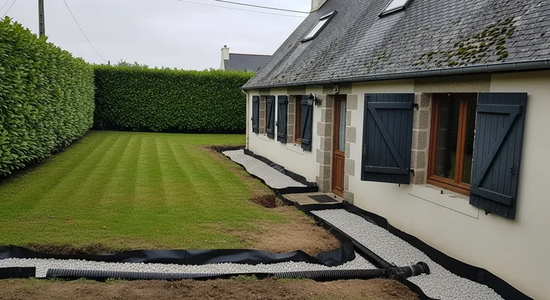 Drainage sur terrain argileux, Pluguffan